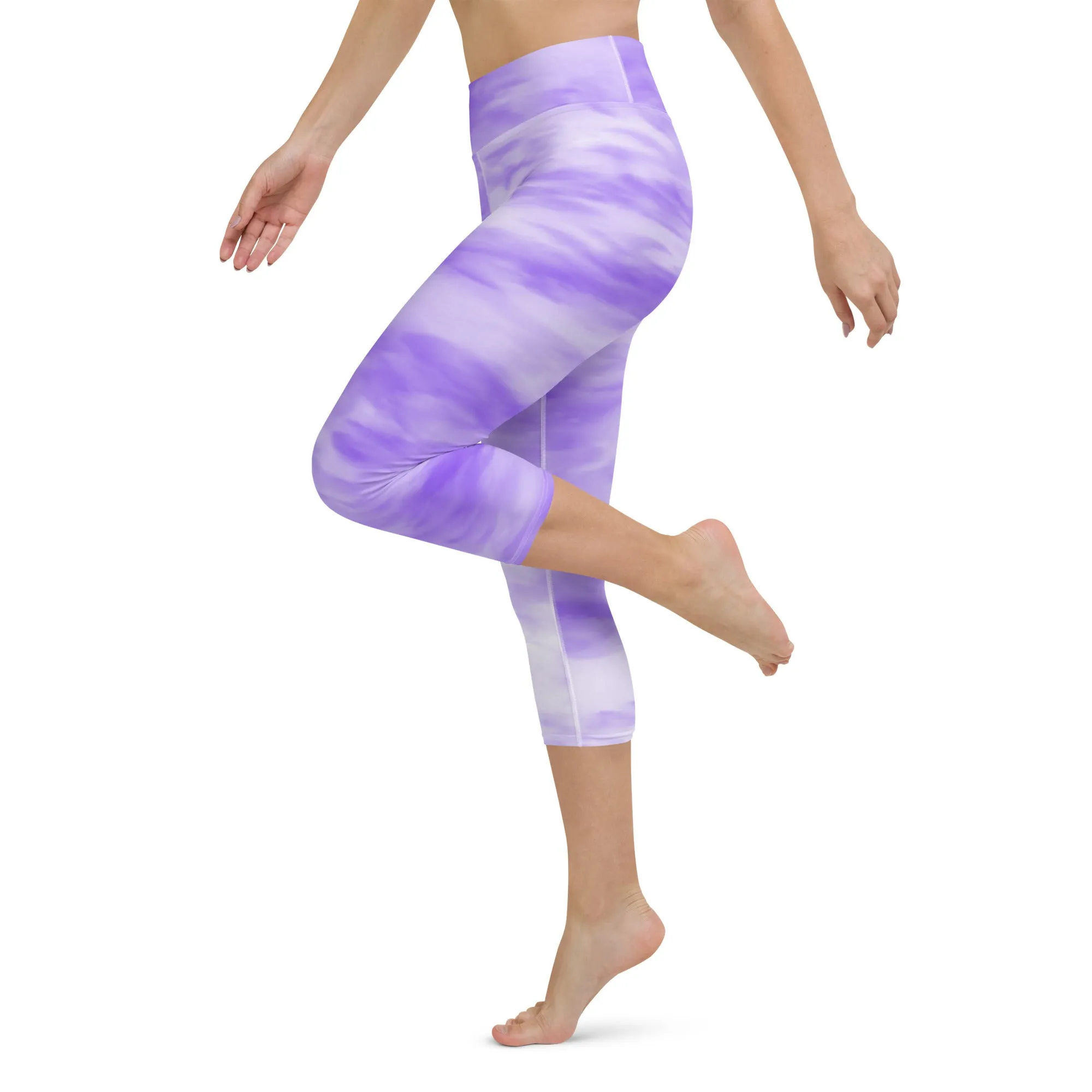 Purple Tie Dye Yoga Capri Leggings | Exercise Capri Leggings, lioness-love