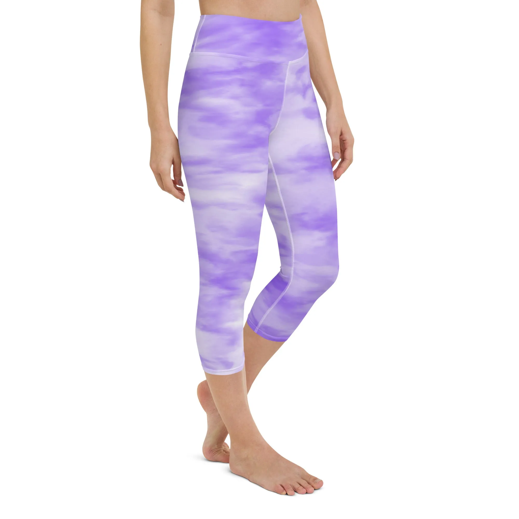 Purple Tie Dye Yoga Capri Leggings | Exercise Capri Leggings, lioness-love