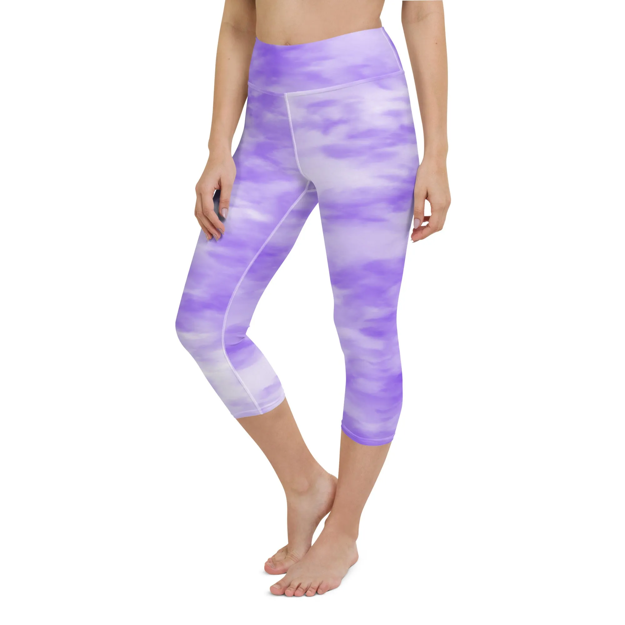 Purple Tie Dye Yoga Capri Leggings | Exercise Capri Leggings, lioness-love