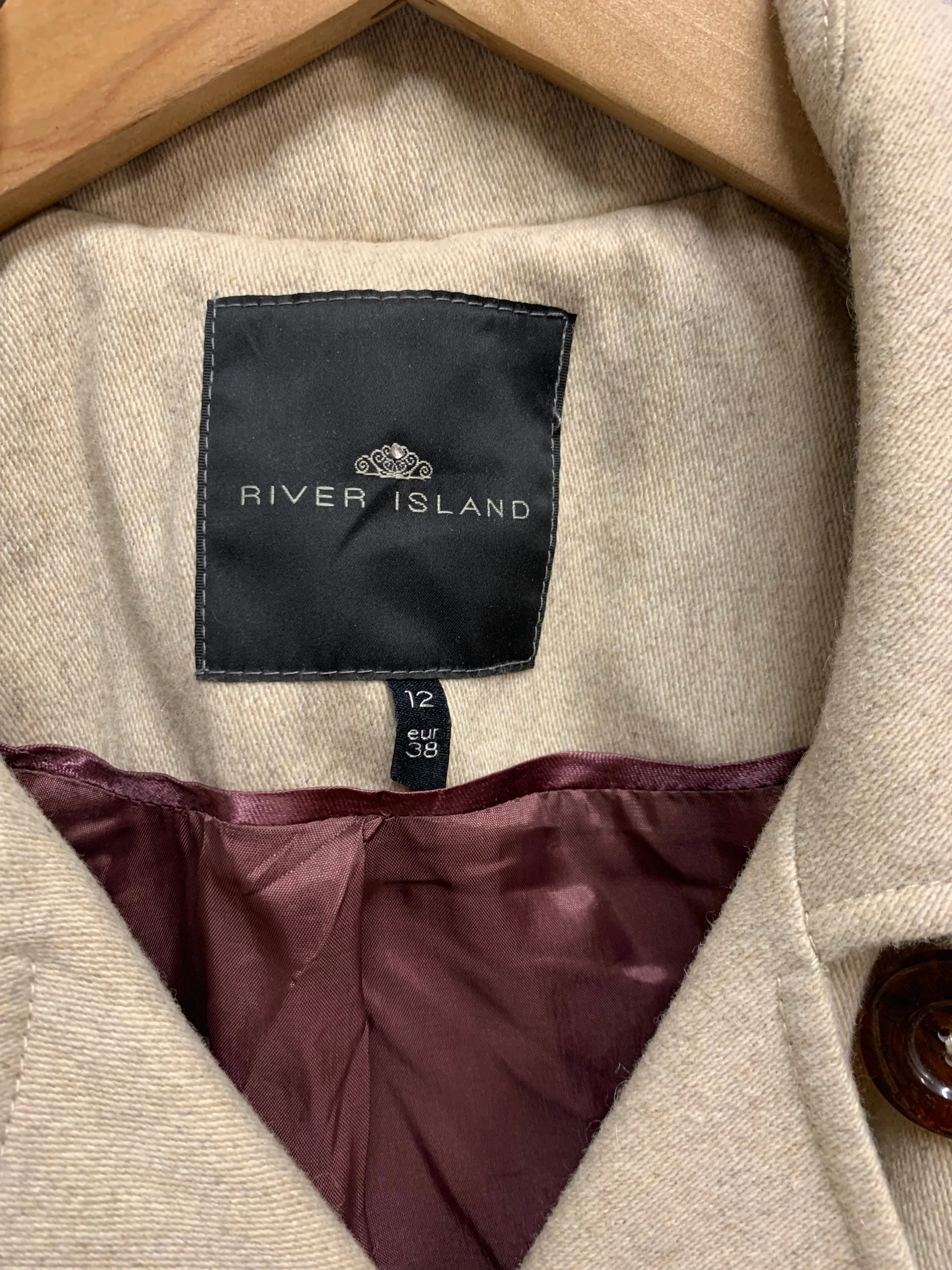 River Island Beige Size 12 Trench Style Coat