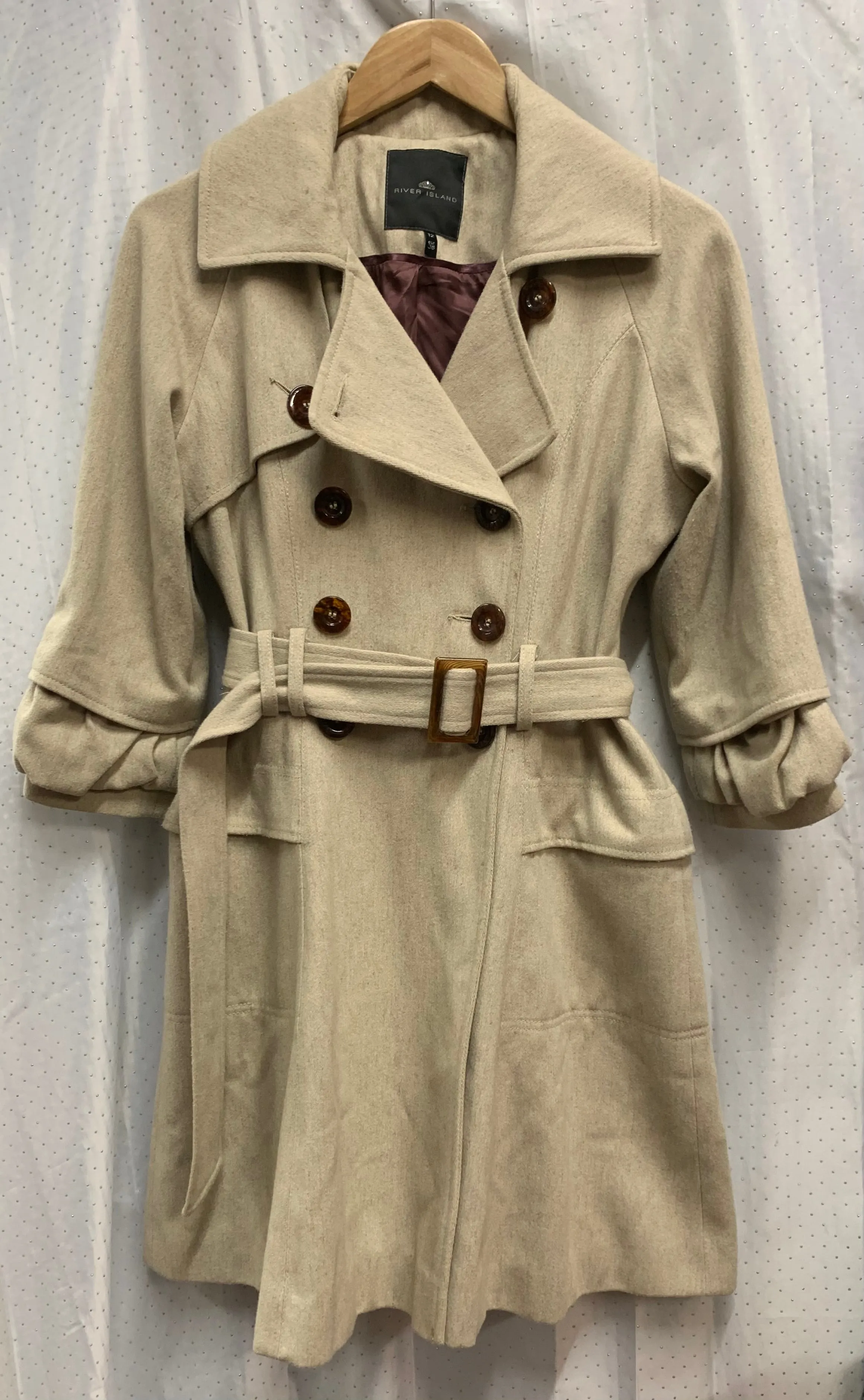 River Island Beige Size 12 Trench Style Coat