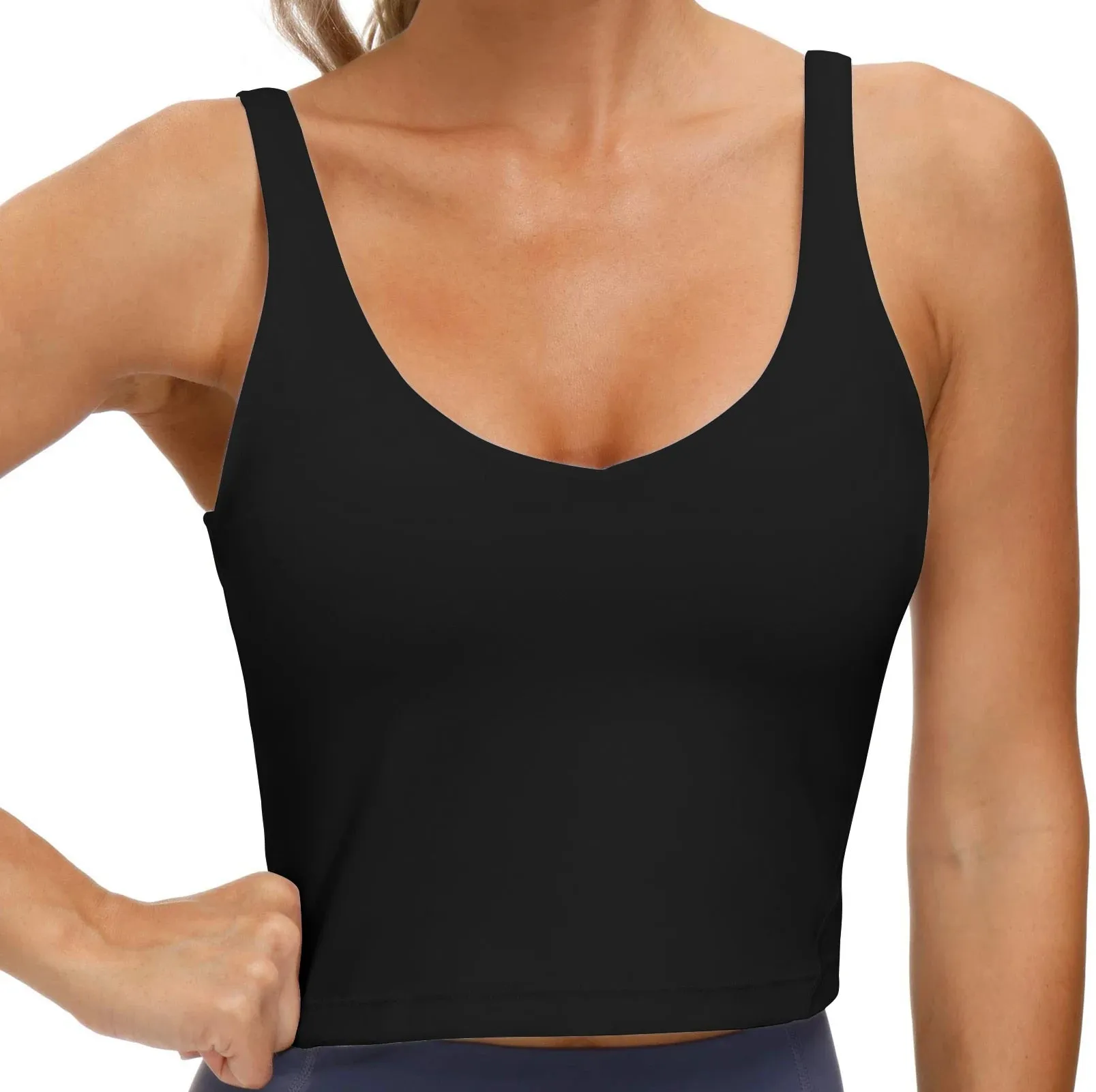 Rosvigor Womens Sports Bras Longline Wirefree Padded Workout Tank Tops for Women