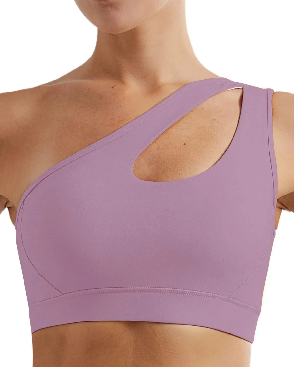 RUNNING GIRL Womens One Shoulder Sports Bras Workout Left Strap Yoga Bras Cute Medium Support Crop Top