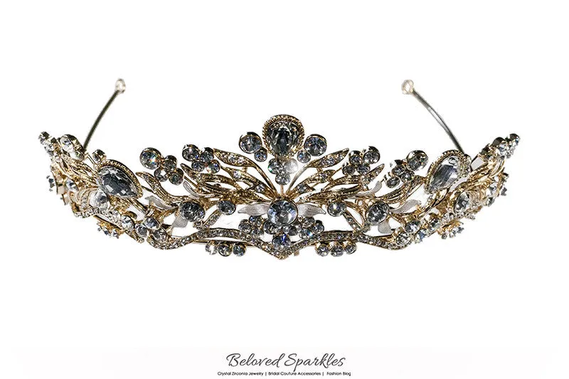 Sabella Victorian Art Deco Crystal Gold Tiara