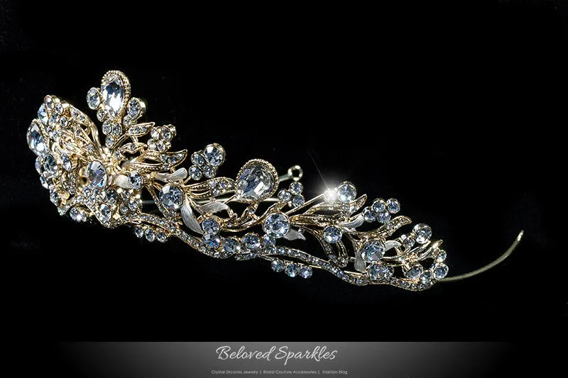 Sabella Victorian Art Deco Crystal Gold Tiara