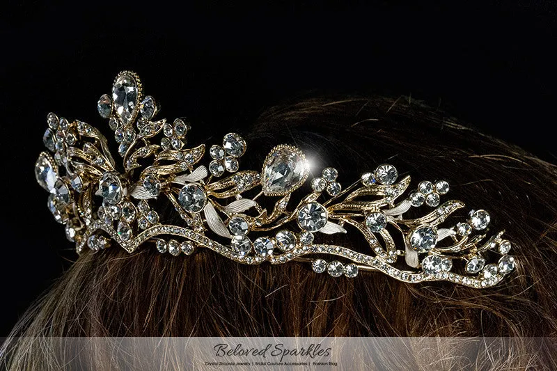 Sabella Victorian Art Deco Crystal Gold Tiara