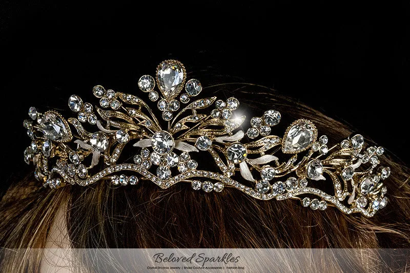 Sabella Victorian Art Deco Crystal Gold Tiara