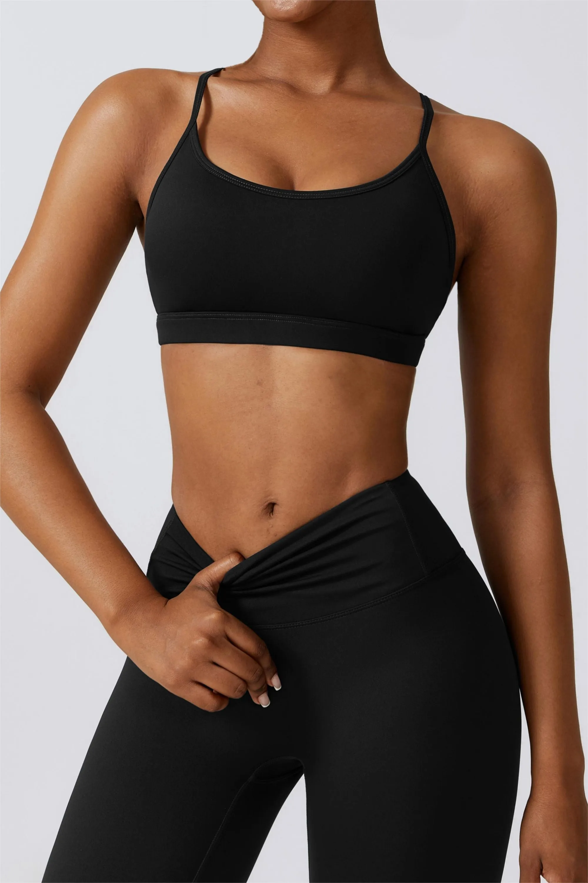 Scoop Neck Strappy Sports Bra