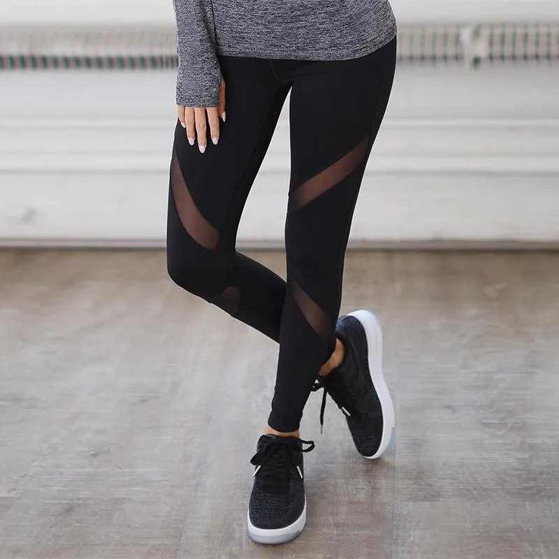 Sexy Women Gothic Insert Mesh Design Trousers Leggings