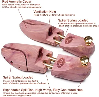 Shoe Trees for Men | H&H Twin Tube Cedar Shoe Trees for Men with Ventilation Hole