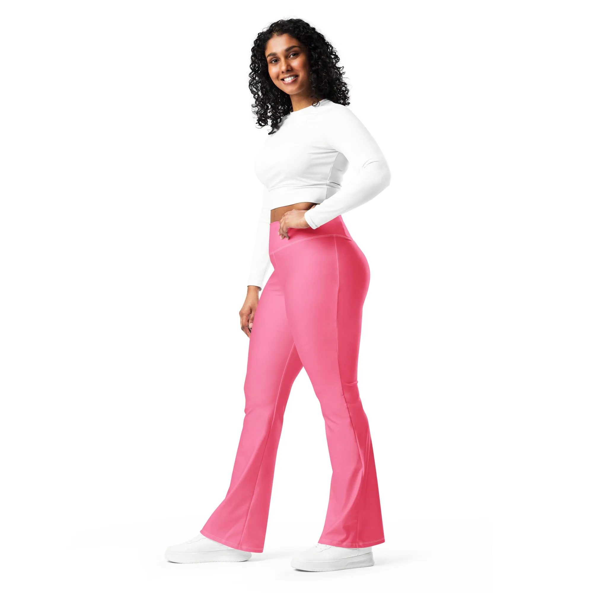 Solid Pink Flare Leggings, lioness-love