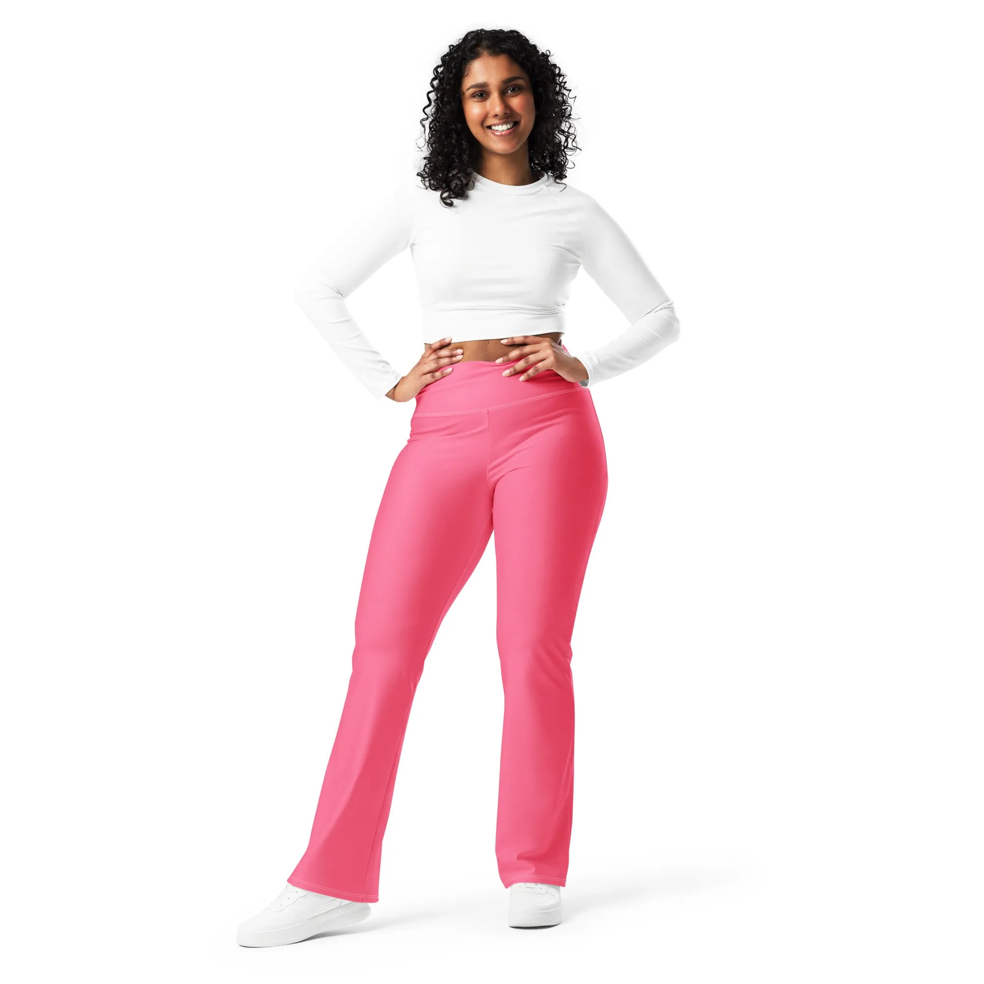 Solid Pink Flare Leggings, lioness-love