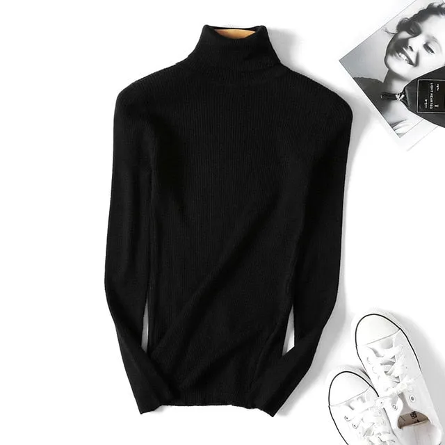 Spring Knitted Turtleneck Casual Pullovers