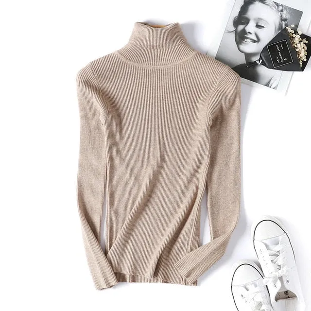 Spring Knitted Turtleneck Casual Pullovers