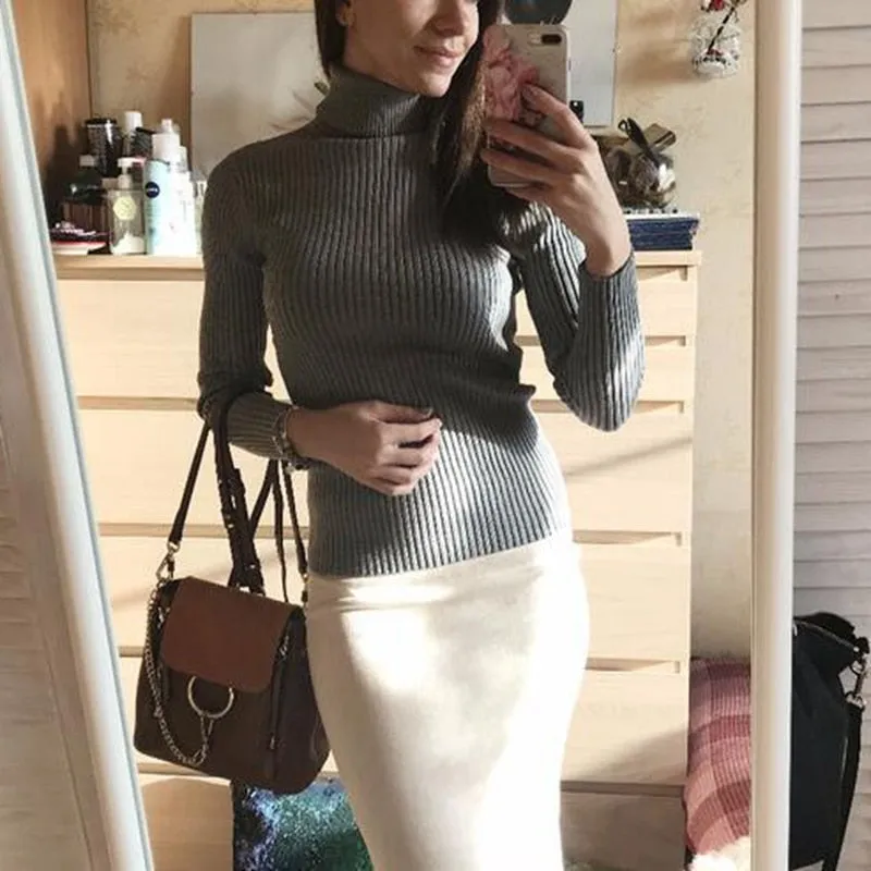 Spring Knitted Turtleneck Casual Pullovers