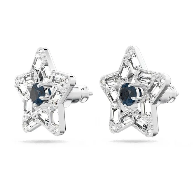 Stella Stud Star Blue Rhodium Plated Earrings 5639188