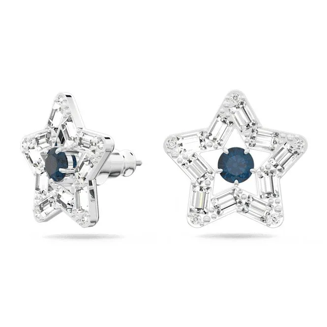 Stella Stud Star Blue Rhodium Plated Earrings 5639188