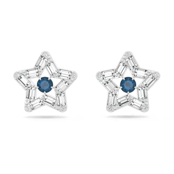 Stella Stud Star Blue Rhodium Plated Earrings 5639188