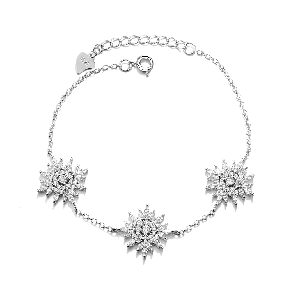 Sterling Silver Starburst Bracelet with Swarovski Crystals