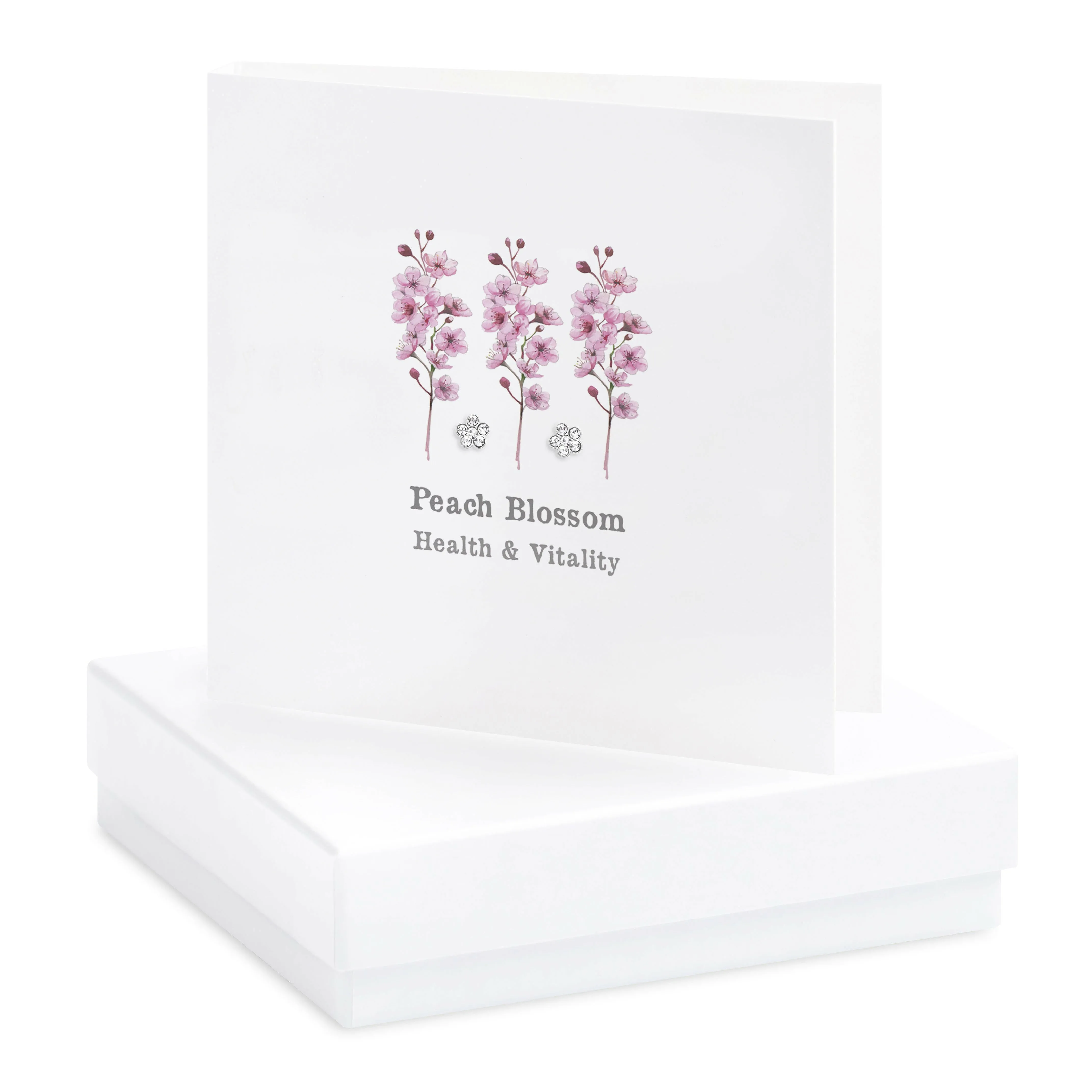 Sterling Silver Stud Earrings - Peach Blossom Card - Boxed for Convenience