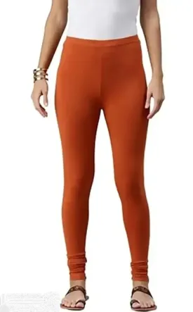 Stylish Polyester Orange Dark Solid Leggings stylish,cool & comfortable for Women