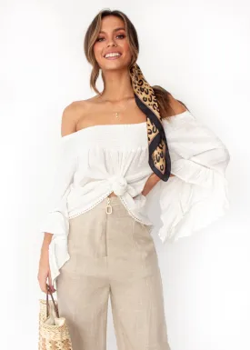 Sugar Night Off Shoulder Top - Sheer Ivory