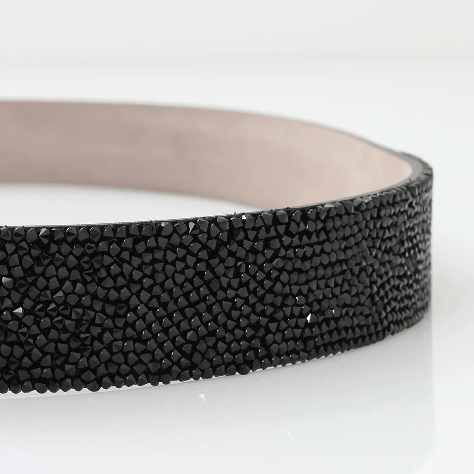 Swarovski Belt With Crushed Metal Buckle