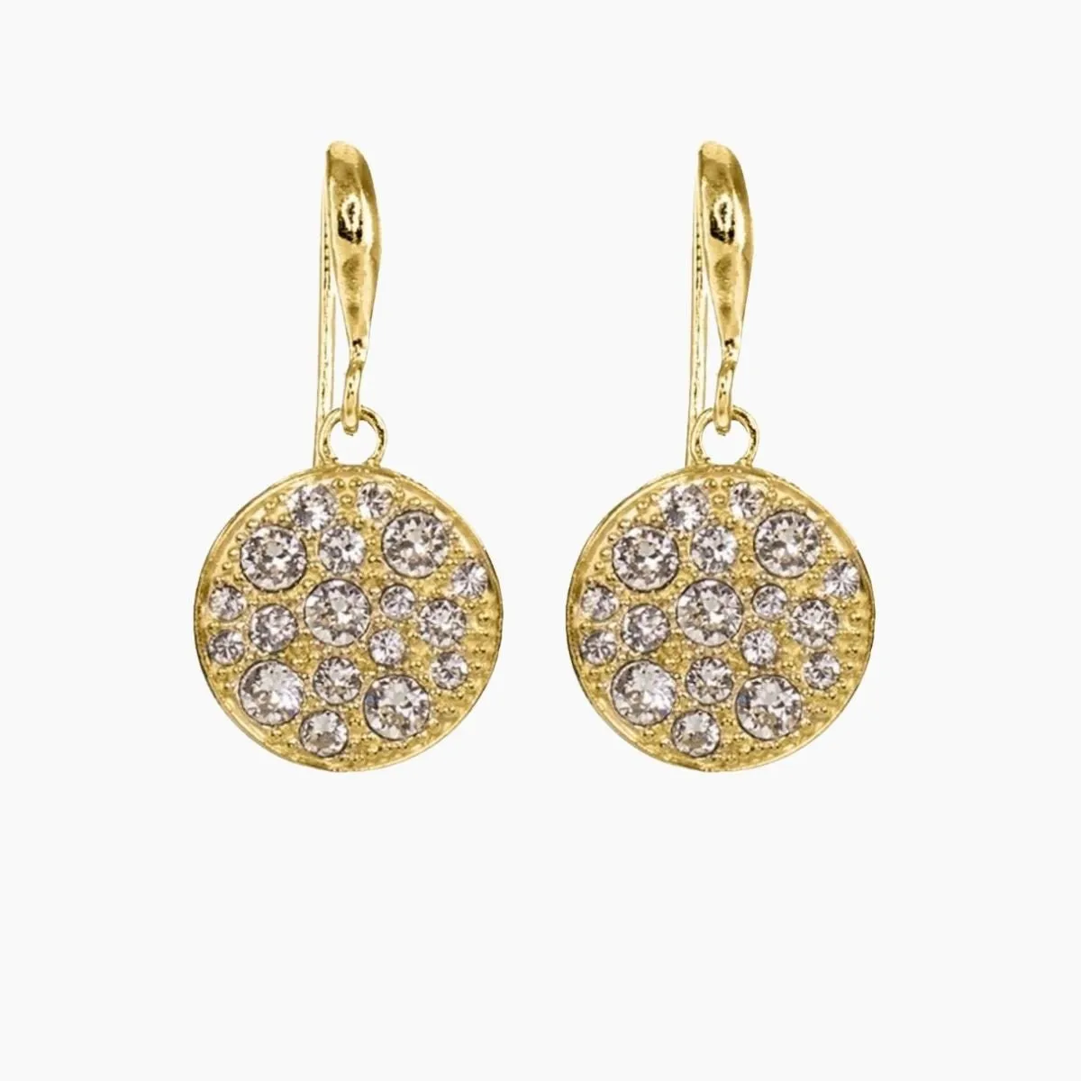 Swarovski Crystal Disc Earrings (Gold)