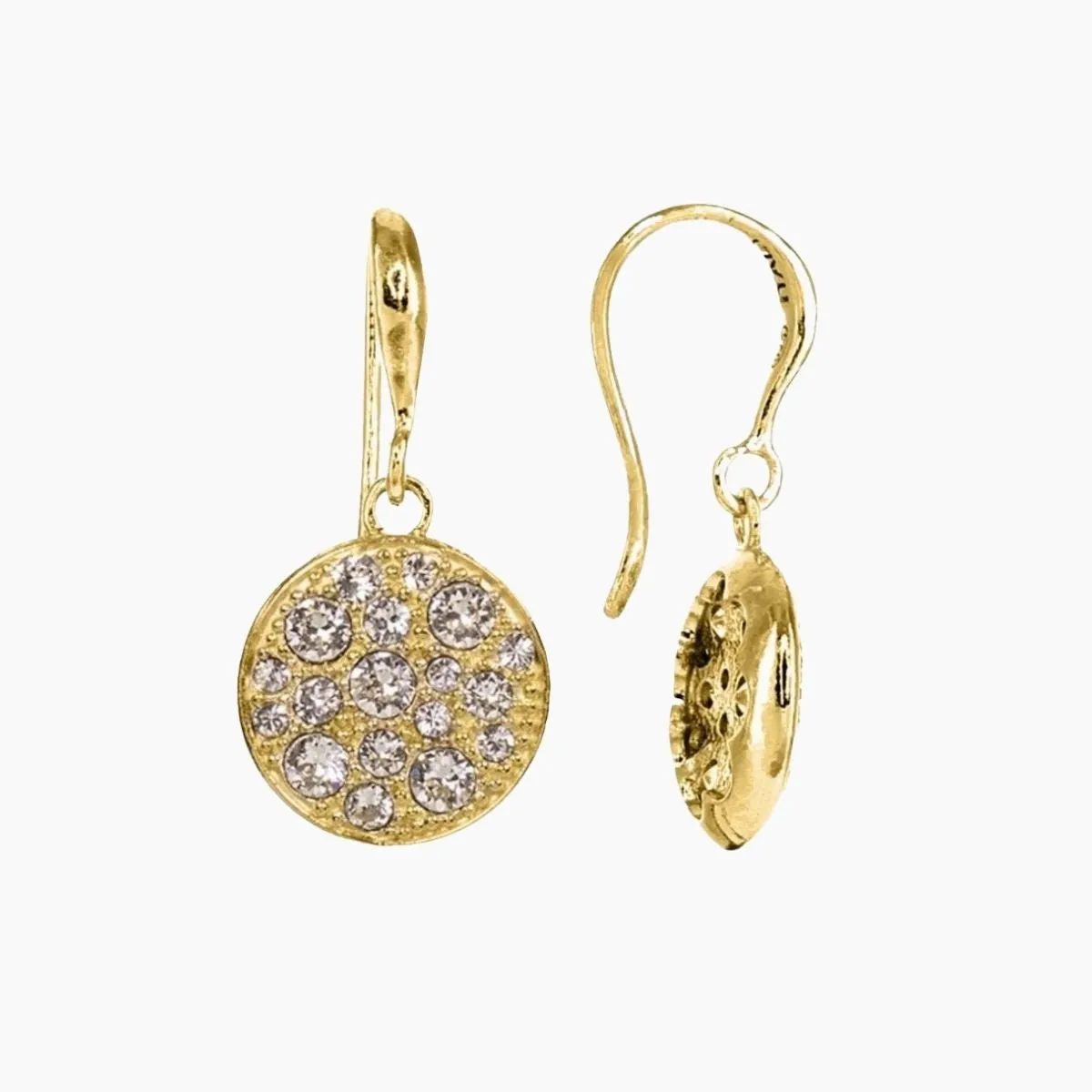 Swarovski Crystal Disc Earrings (Gold)