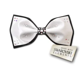 Swarovski Crystal Rhinestones Wedding Bow Tie for Men - White & Black