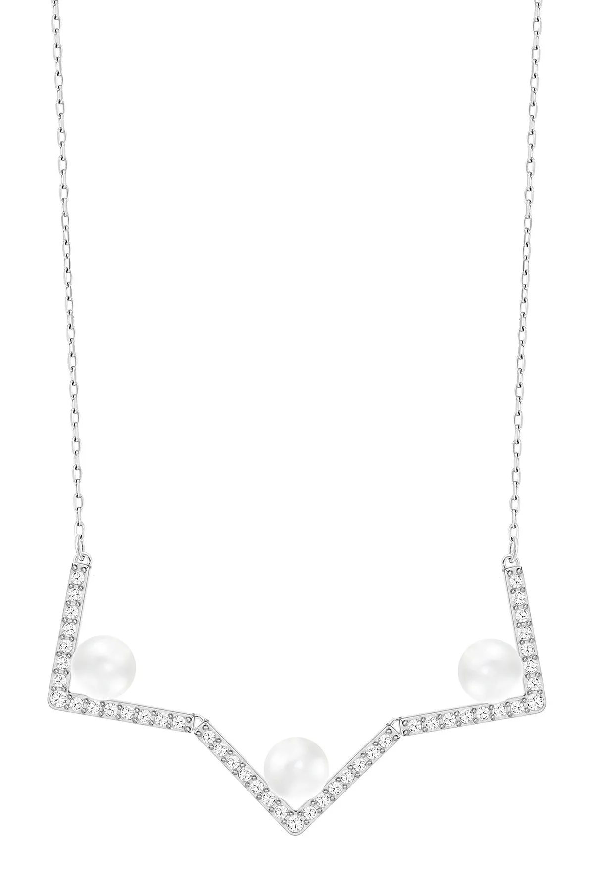 Swarovski Edify Crystal Pearl & Pave Swarovski Crystal Geometric Pendant Necklace