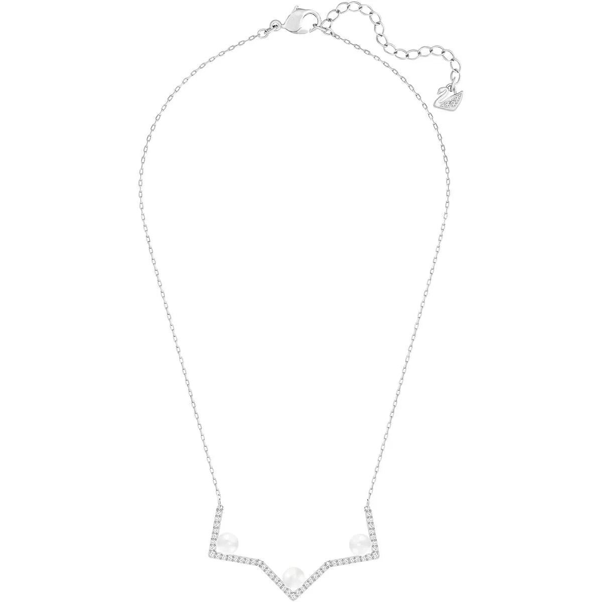 Swarovski Edify Crystal Pearl & Pave Swarovski Crystal Geometric Pendant Necklace