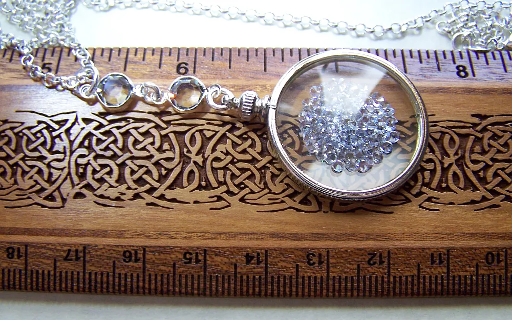 Swarovski Floating Crystals Double Sided Glass Shaker Memory Locket Necklace