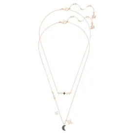 SWAROVSKI Symbolic necklace 5273290, Set (2), Moon and star, Black, Rose gold-tone plated