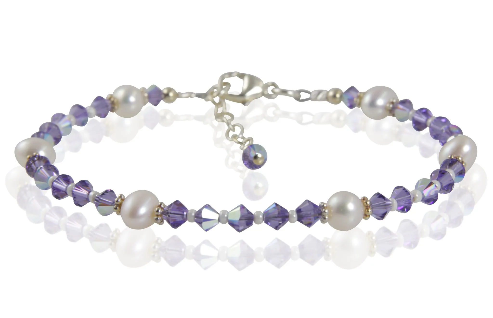 Tanzanite Purple Crystal Pearl Bracelet