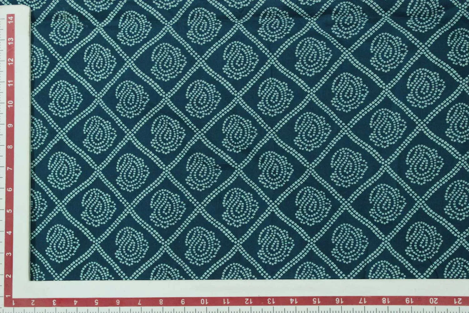 Teal Cotton Cambric Block Printed Fabric