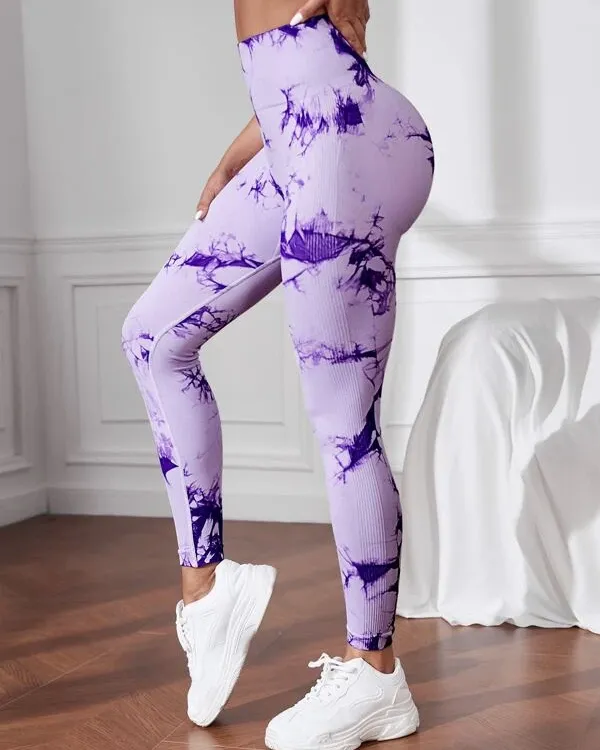 Tie Dye Seamless Breathable Softness Sports Leggings