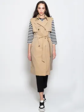 Trench Senza Maniche Doppio Petto Beige