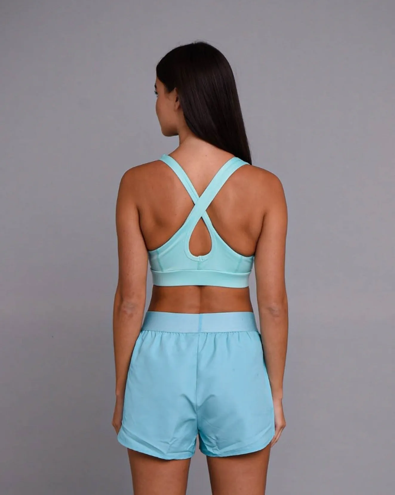 Turquoise Medium Support Crossback Sports Bra