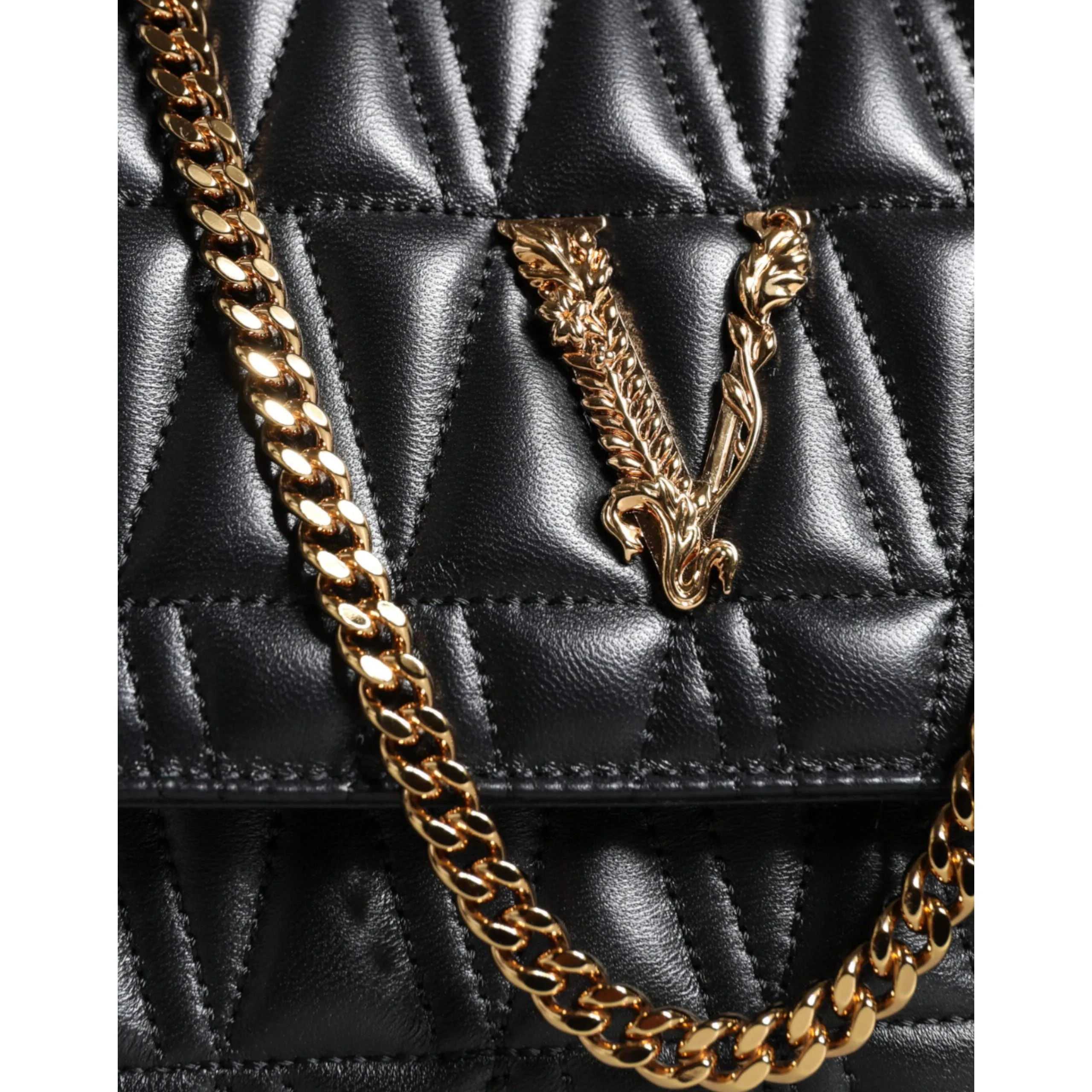 Versace Black Mini Nappa Leather Crossbody Shoulder Bag