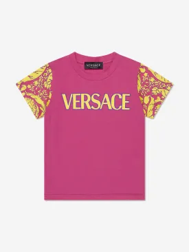 Versace Girls Barocco Logo T-Shirt in Pink