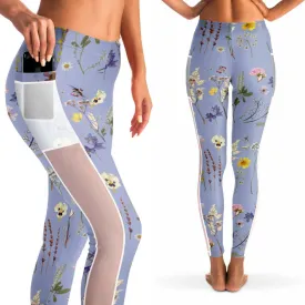 Wildflowers Lilac Mesh Panel Side Pockets Leggings (FWS)