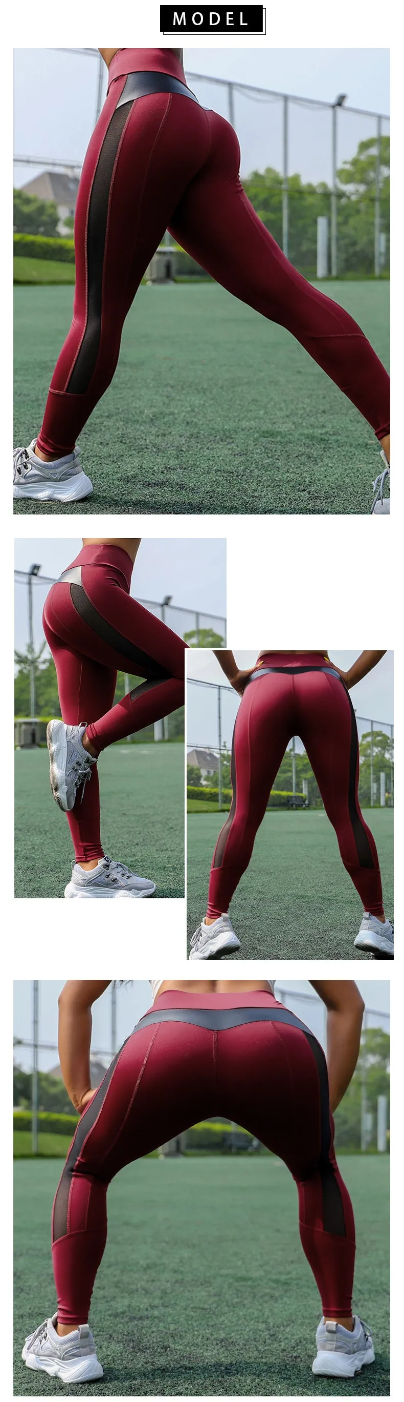 Wjczt High Waist Fitness Leggings Women for Legging Workout Women Mesh And PU Leather Patchwork Legging