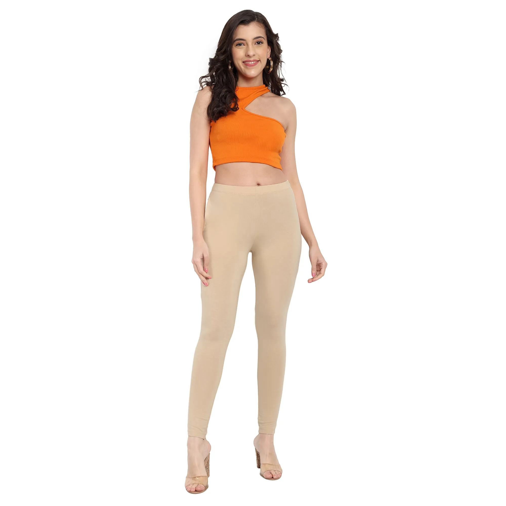 Women Beige Regular Legging