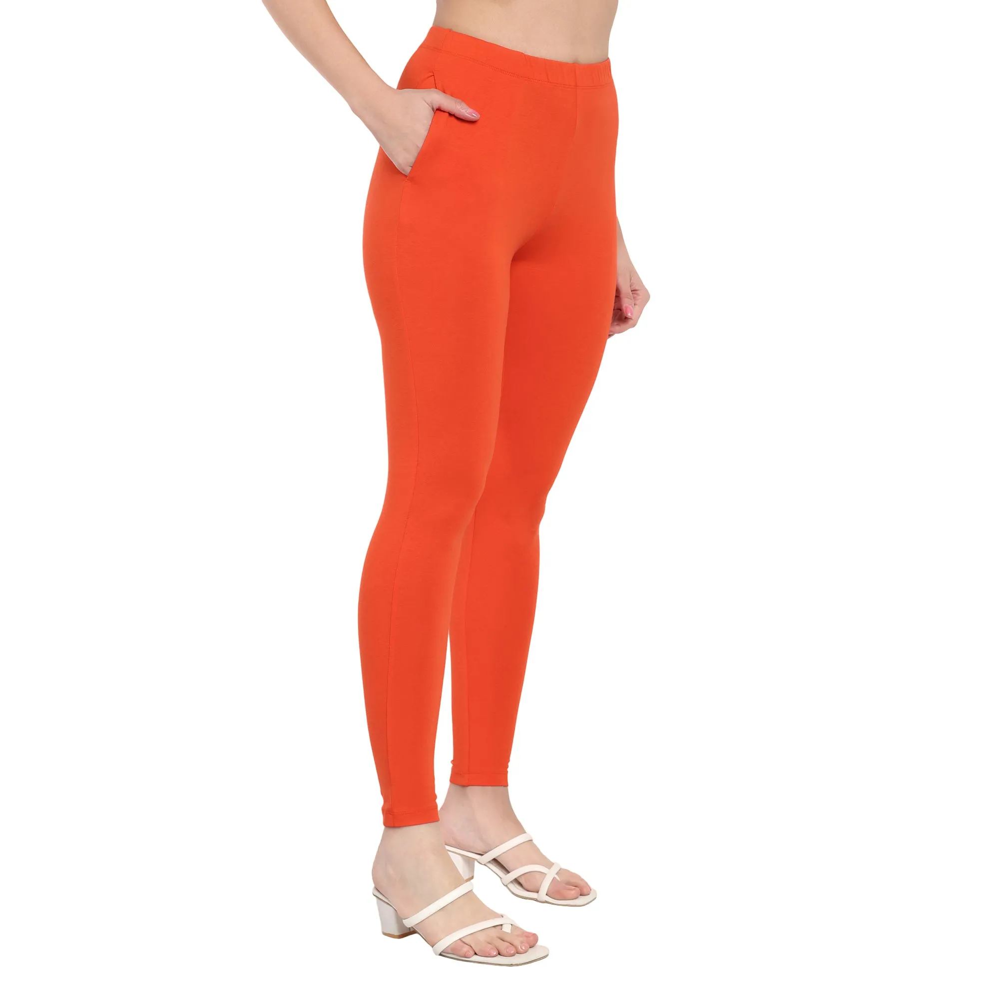 Women Orange Regular Legging