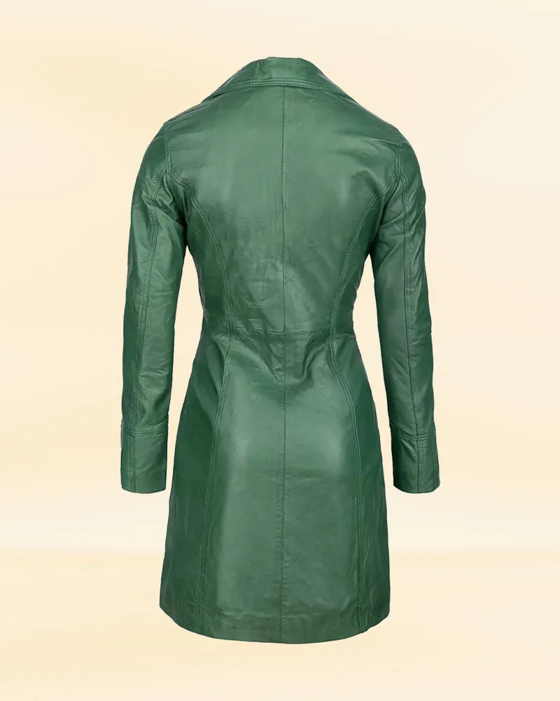 Women's Green Trenchcoat | Leather Trenchcoat