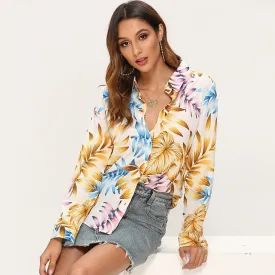 Womens Tops And Blouses Floral Print Long