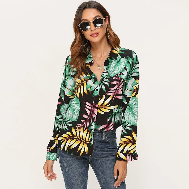 Womens Tops And Blouses Floral Print Long